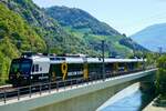 region-alps/834918/der-regionalps-domino-rbde-560-414 Der RegionAlps Domino RBDe 560 414 mit Kanl9 Vollwerbung am 13.8.22 auf der Rottenbrücke in Leuk.