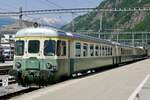 Der ABt 202 des VPM am 17.6.23 bei der Abfahrt im Bahnhof Brig.