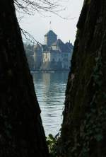 Durch eine Bauml�cke sieht man das Ch�teau de Chillon  (16.04.2010)